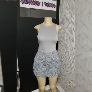 Stylish Gray Textured Skirt